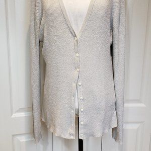 ALFRED SUNG SIZE XXL SILVER METALLIC SWEATER/CARDIGAN